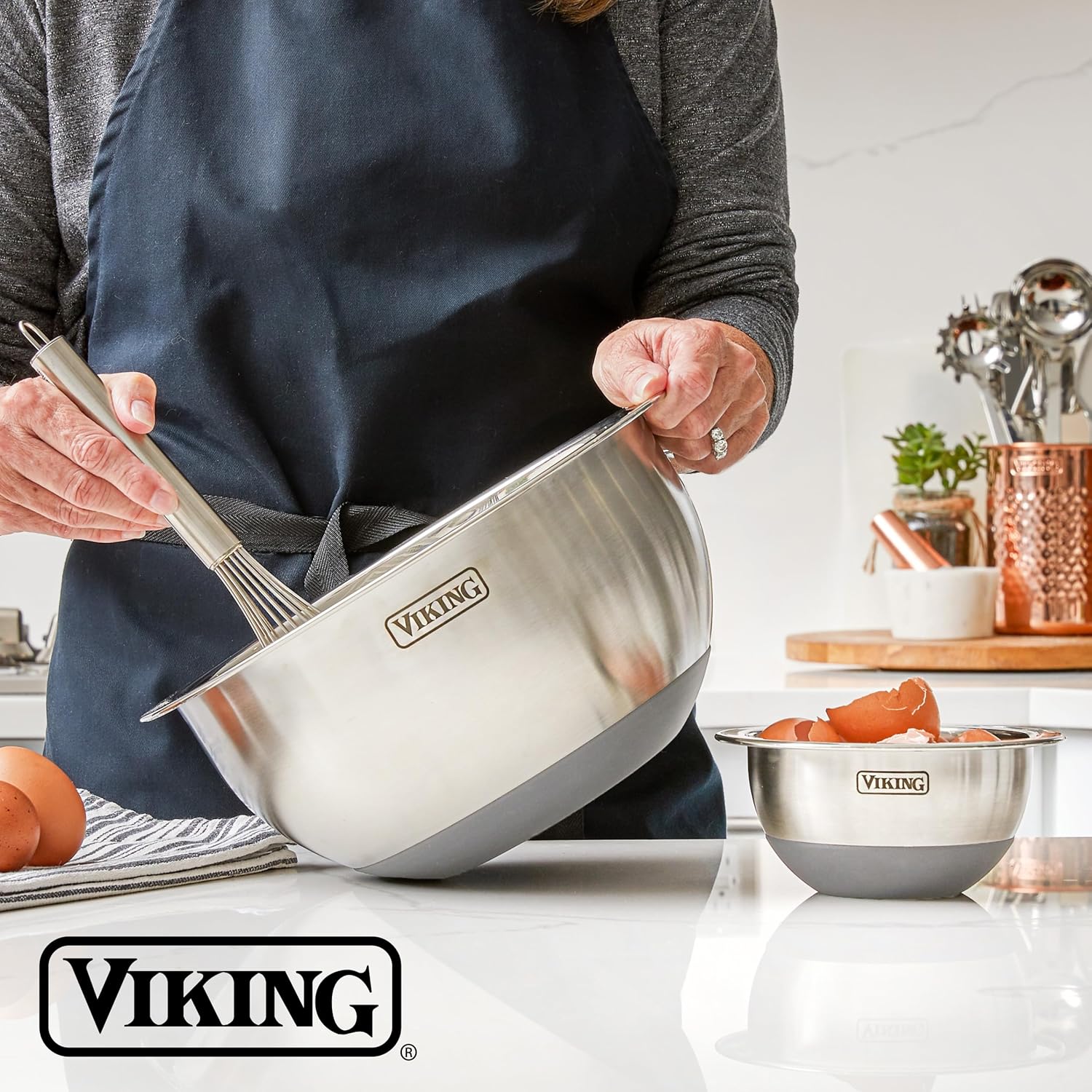 Mixing Bowls Set, 10 Piece Stainless Steel Kitchen Cookware, Non-Slip Silicone Base, Includes Tight Fit Lids
