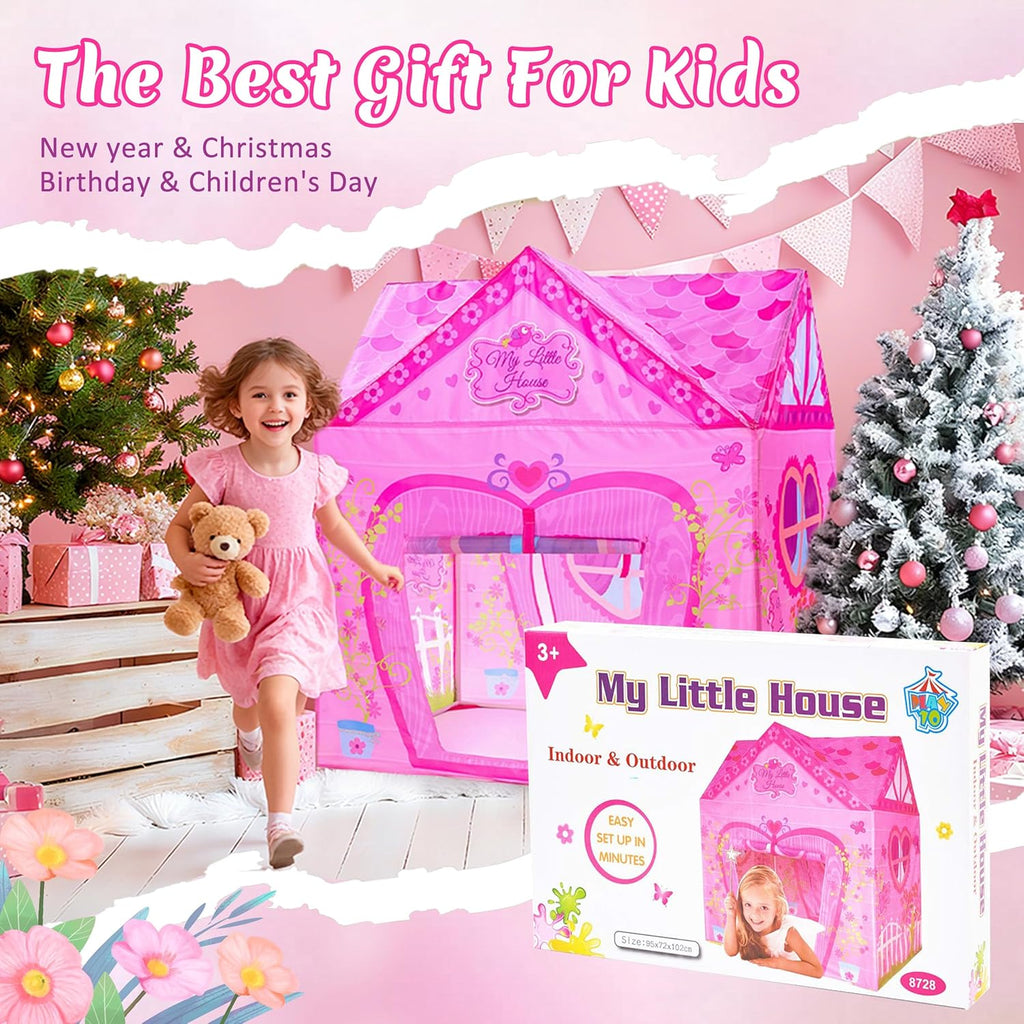 Kids Princess Castle Tent for 2-3 Kids Indoor/Outdoor Playhouse for Toddlers Polyvinyl Chloride PVC 1 pcs Foldable