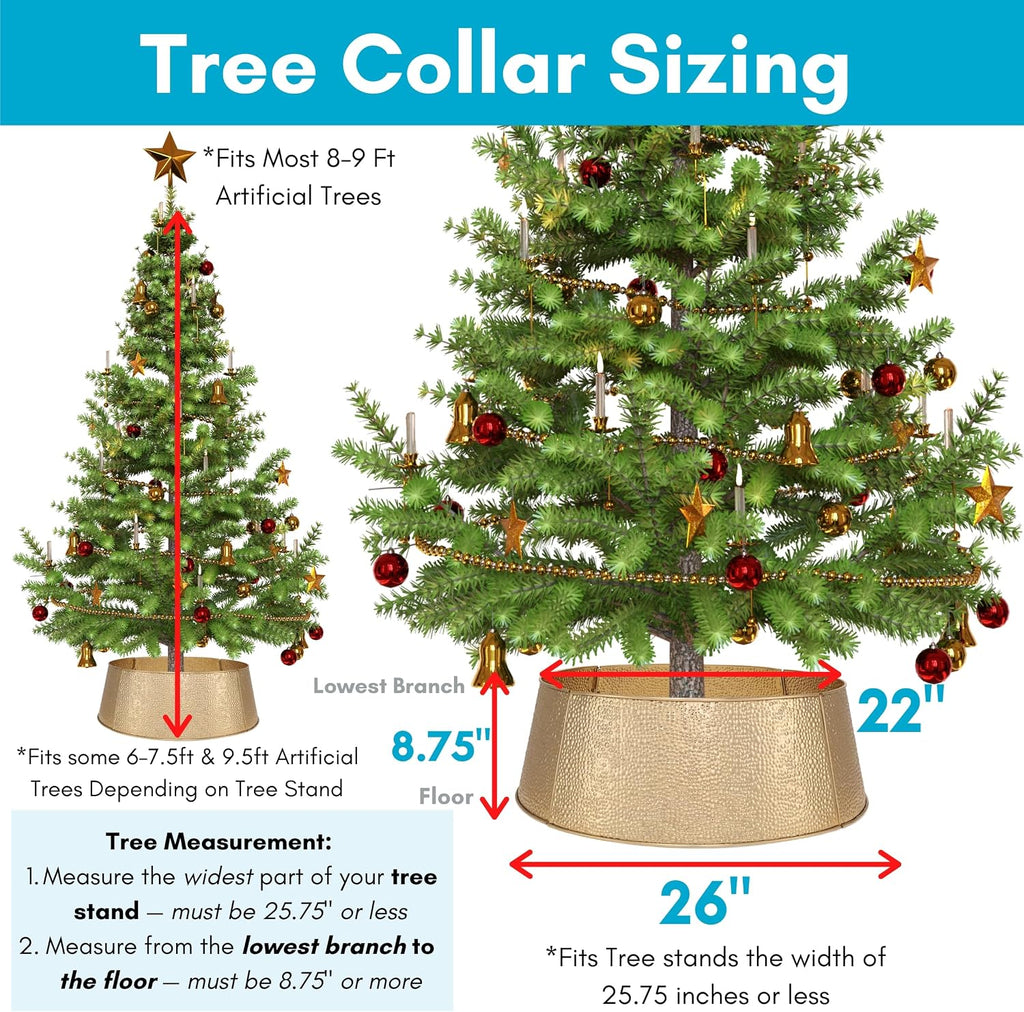 4-Panel Christmas Tree Collar - Gold Bubble Tree Skirt - Small 26" Base - Easy to Assemble Xmas Tree Base Cover