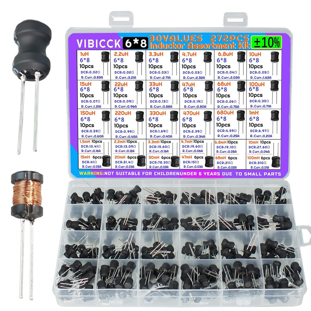30 Values 272 PCS Inductor Assortment Kit 1uH to 100mH DIP Radial