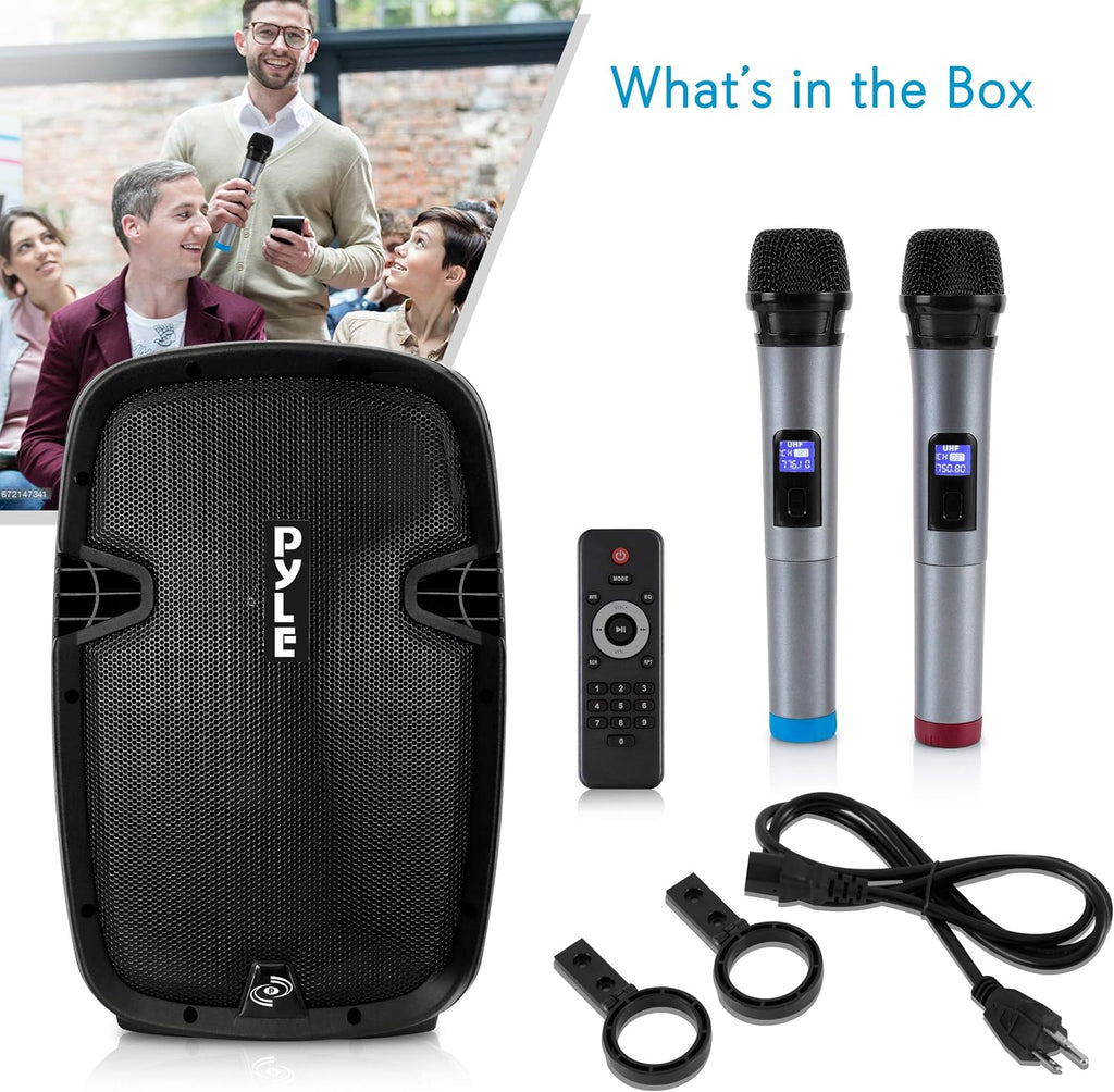 Karaoke Portable 15-inch PA Speaker System - 1600W Active Powered Bluetooth Compatible Speaker, Rechargeable Battery