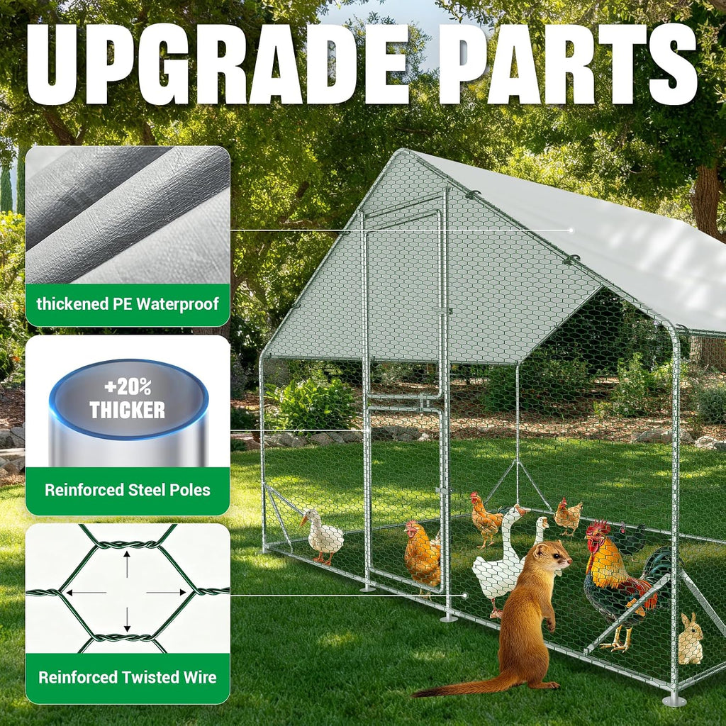 Chicken Runs for Yard with Cover, Roosting Perches & Lock,10x6.5x6.5