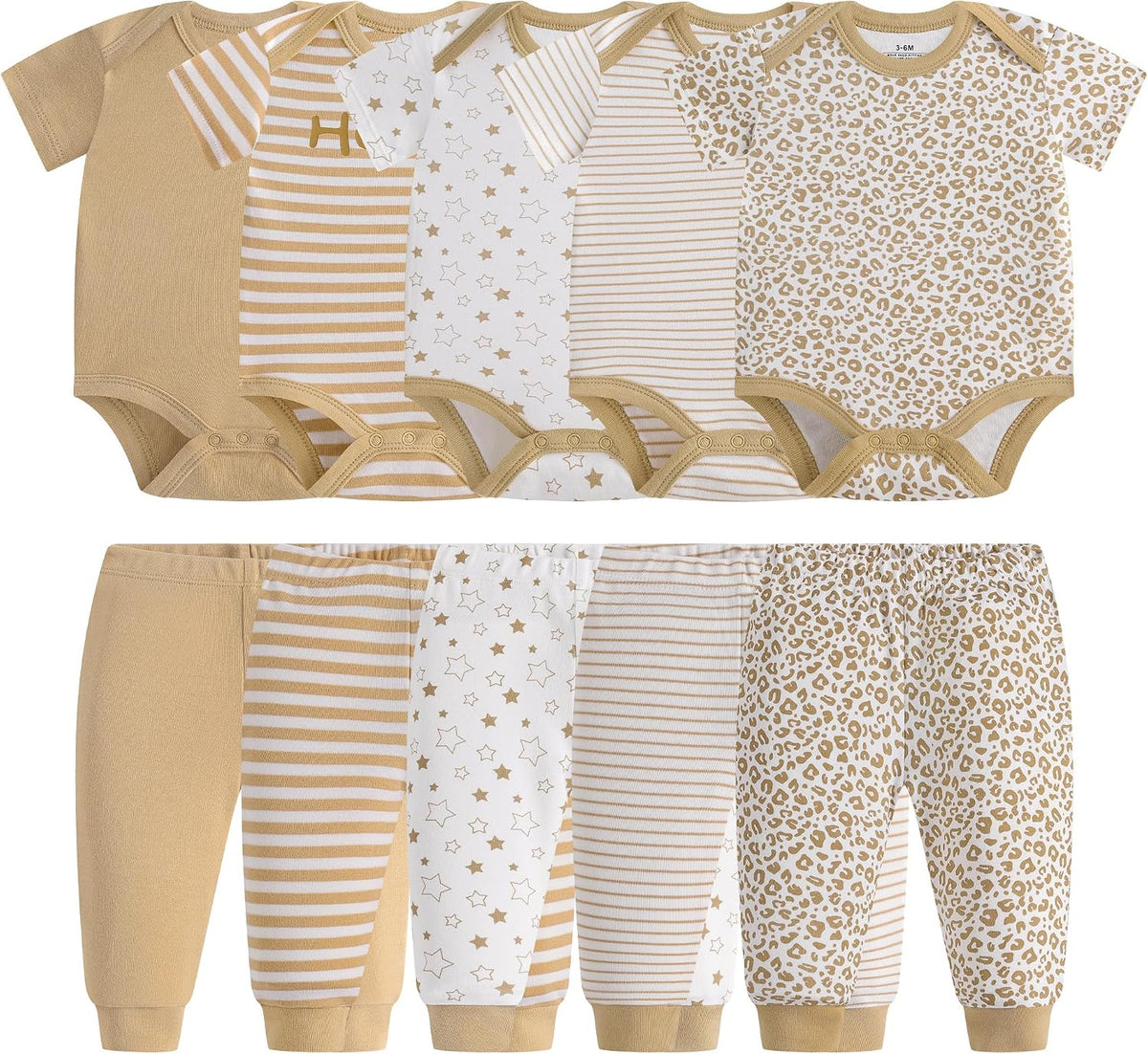 Baby Newborn Layette 10-Piece Clothing Sets Soft Cotton Bodysuits Pants Sets for Baby Boys Girls Toddler Unisex