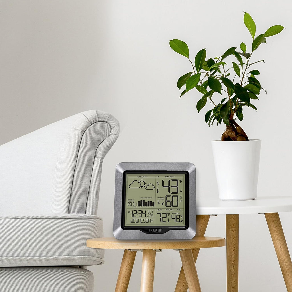 308-1417 Wireless Barometric Pressure Weather Station with WWVB Time, 330ft | Advanced Forecast