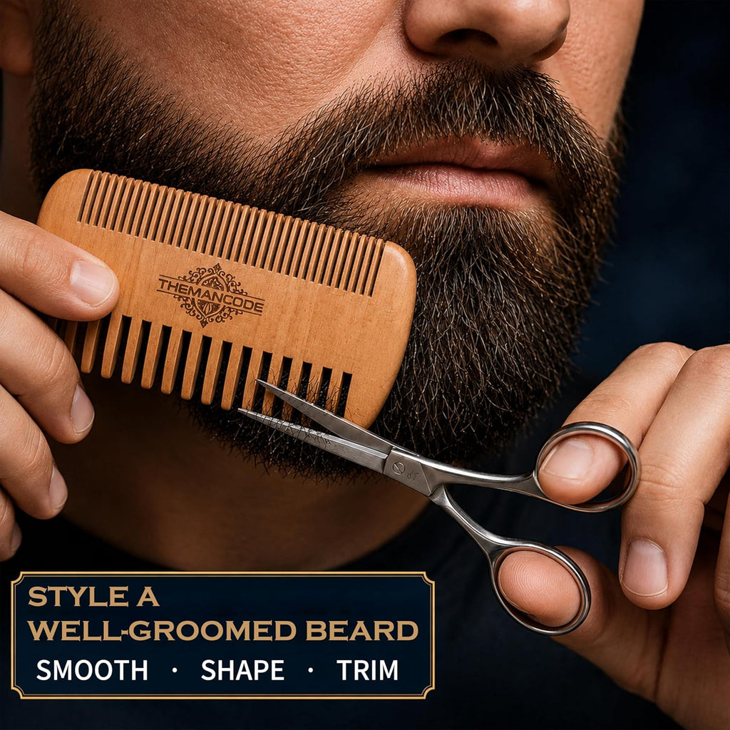 Beard Grooming Kit for Men, Fathers Day Gift for Dad and Husband, Sandalwood Beard Care Kit with Oil, Balm, Wash Bar