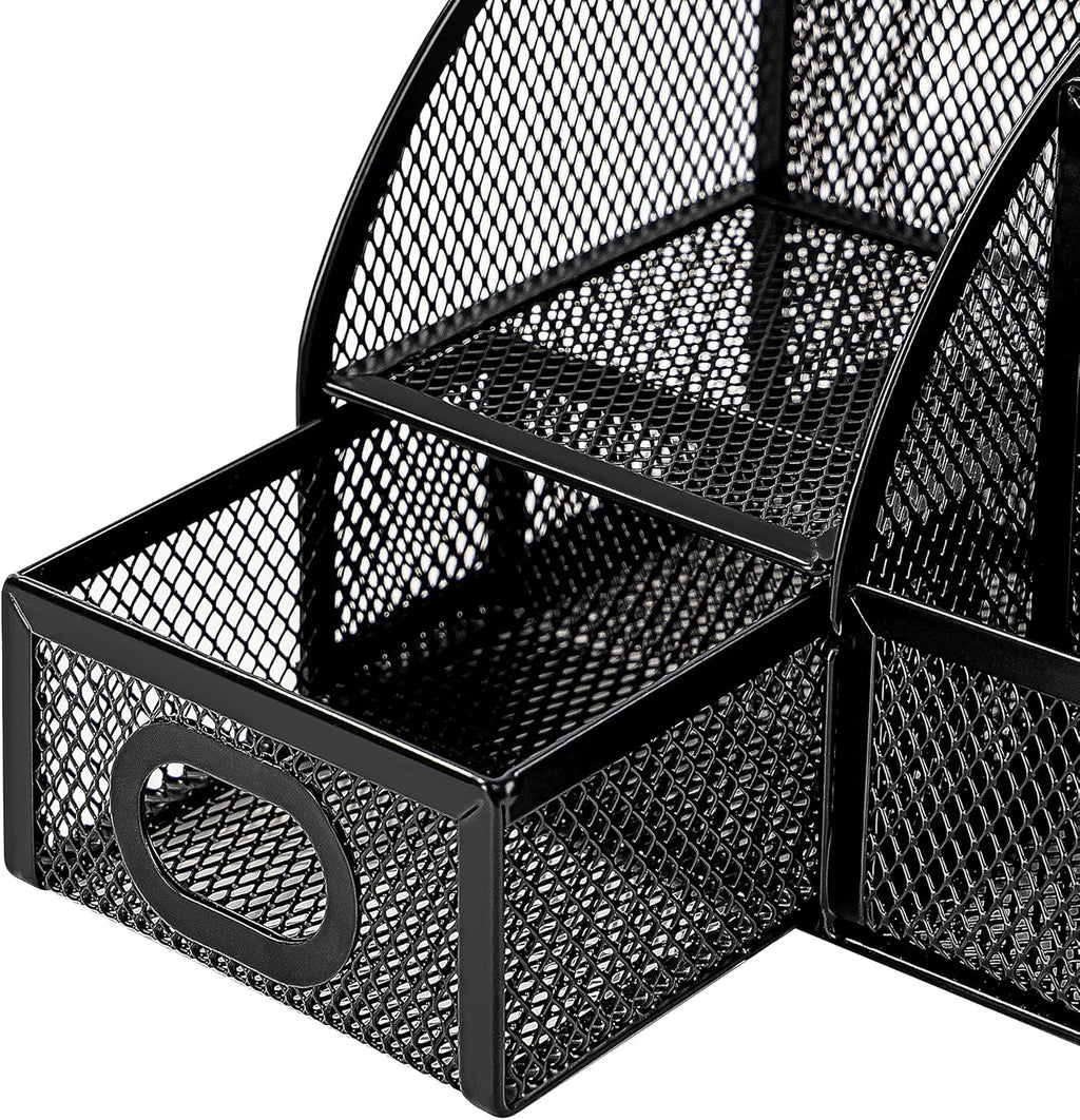 Mesh Pen Holder and Desktop Desk Organizer, Office Caddy Storage for Writing Utensils, 9.1 x 5.9 x 5.5 inches, Black