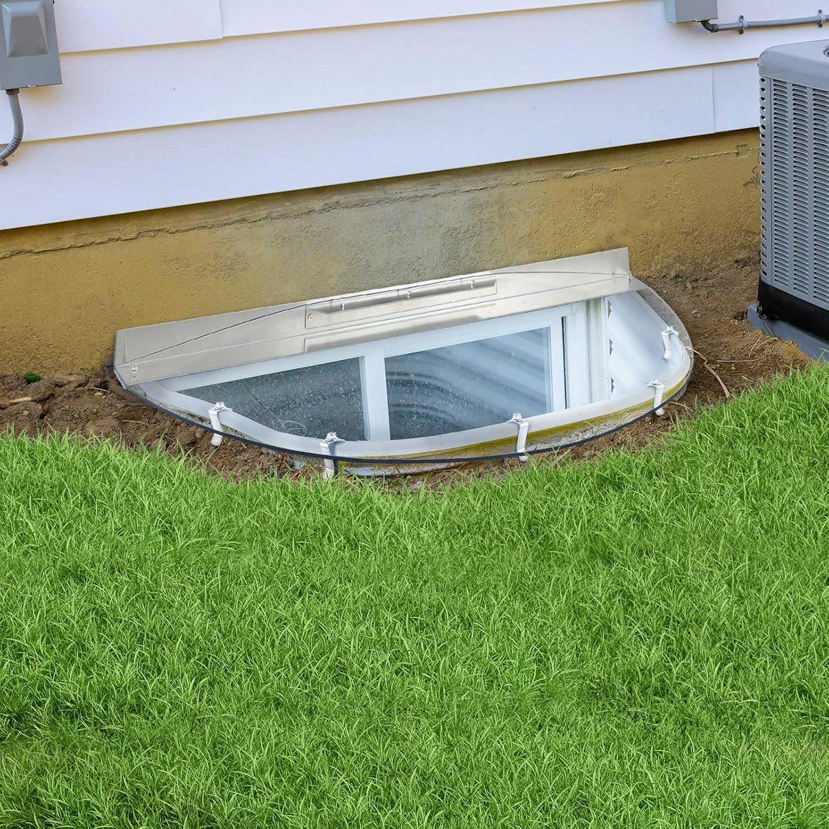 39" W x 16" L Sloped Heavy Duty Egress Window Well Covers with Rust-Free Aluminum Bracing UV Resistant Clear