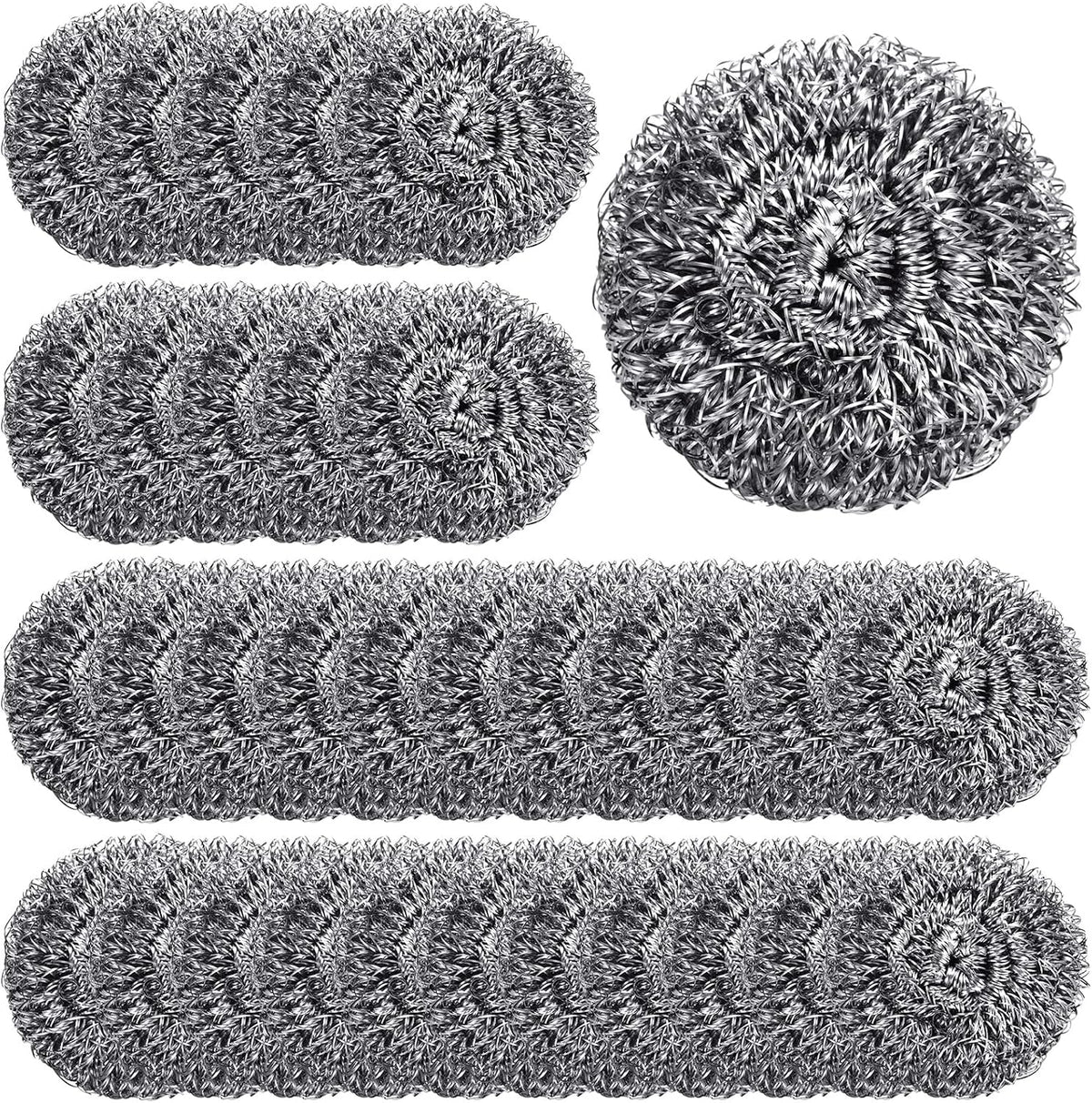 100 Pack Stainless Steel Scrubber Steel Wool Scouring Pads, Silver