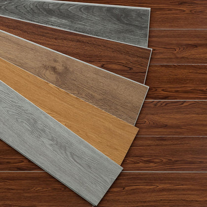 SPC Vinyl Plank Flooring 9 Pieces Easy DIY Luxury Vinyl Flooring Tiles Wood Look Water Proof Surface Rigid Core Dark