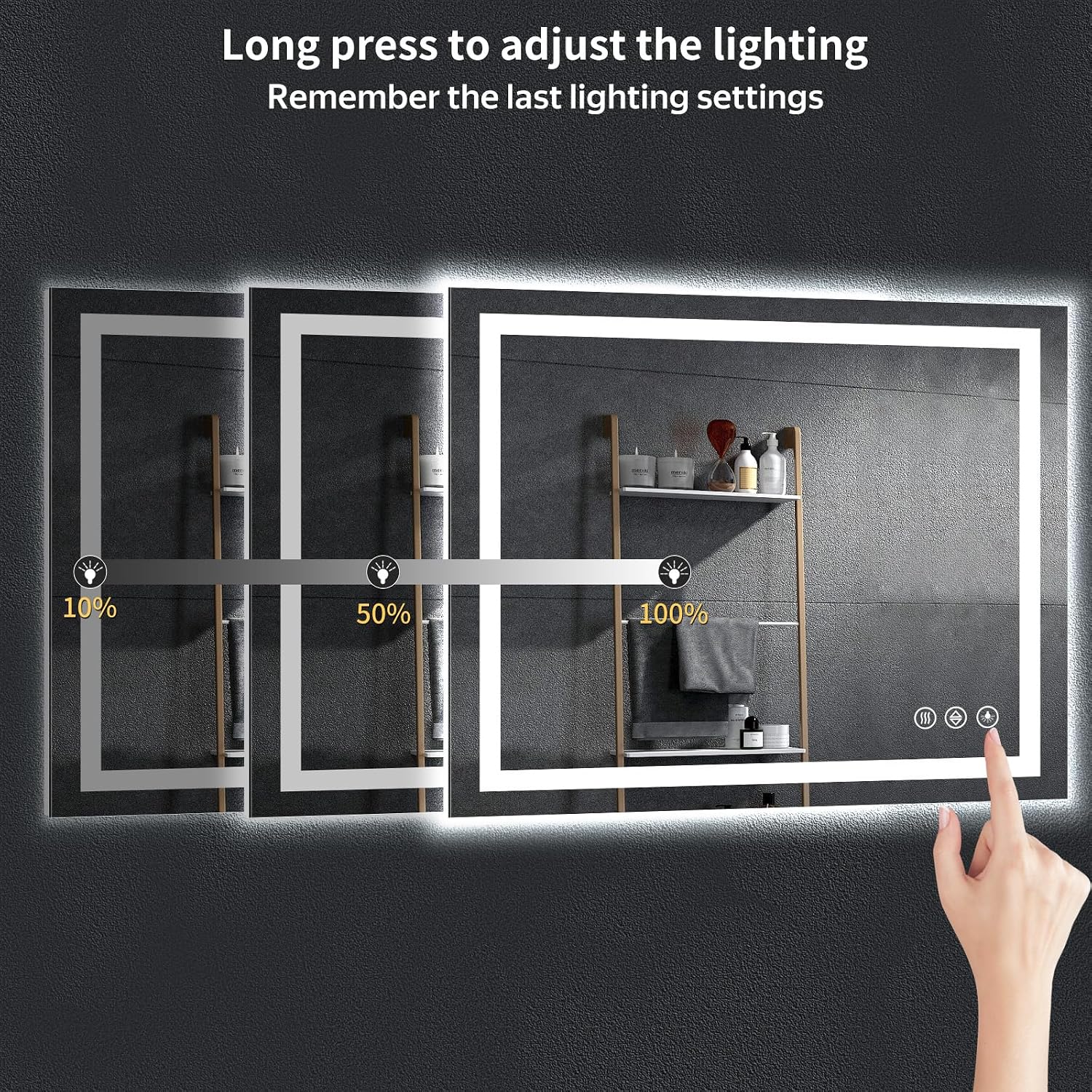 40"x30" LED Bathroom Mirror with Lights, Backlit+Frontlit, Anti-Fog | CRI 95, Stepless Dimmable, 3 Colors Lighting