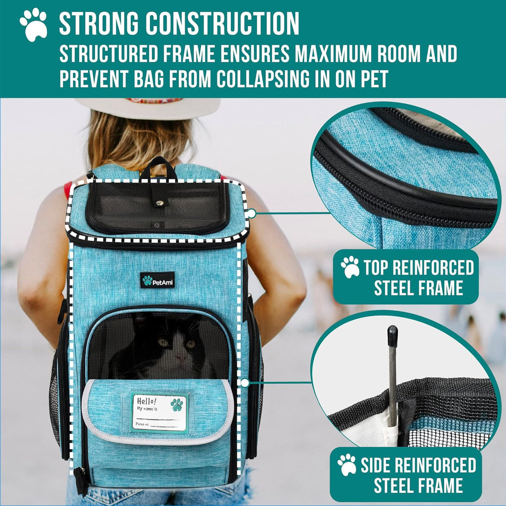 Dog Backpack Carrier, Airline Approved 4-Way Entry Cat Bag, Teal