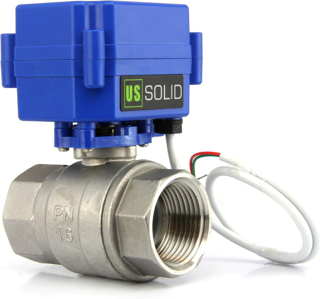 U.S. Solid Motorized Ball Valve- 1" NSF Certified 304SS Ball Valve with Full Port, 9-24V AC/DC and 2 Wire Auto Return Setup