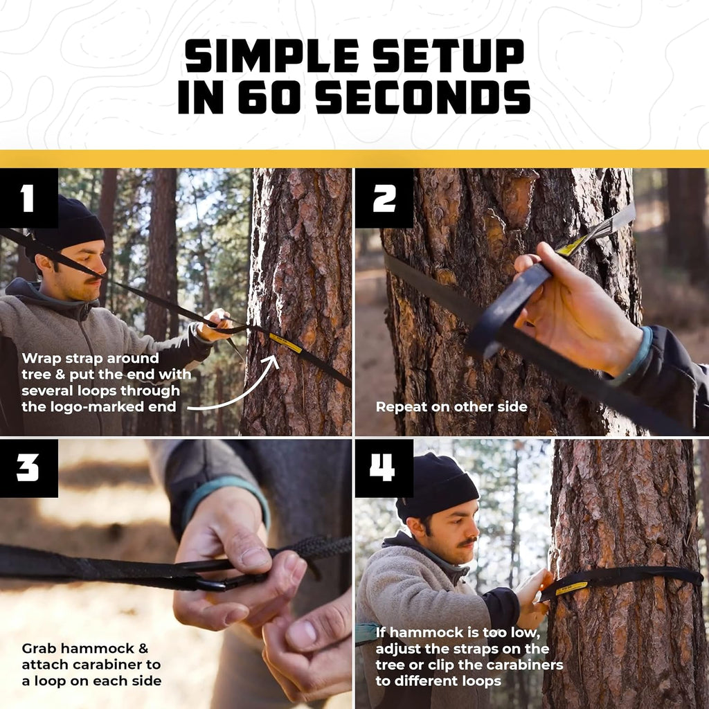 Camping Hammock – up to 500lbs Portable Hammock with Tree Straps - Travel, Backpacking, Hiking, Outdoors Camping Gear