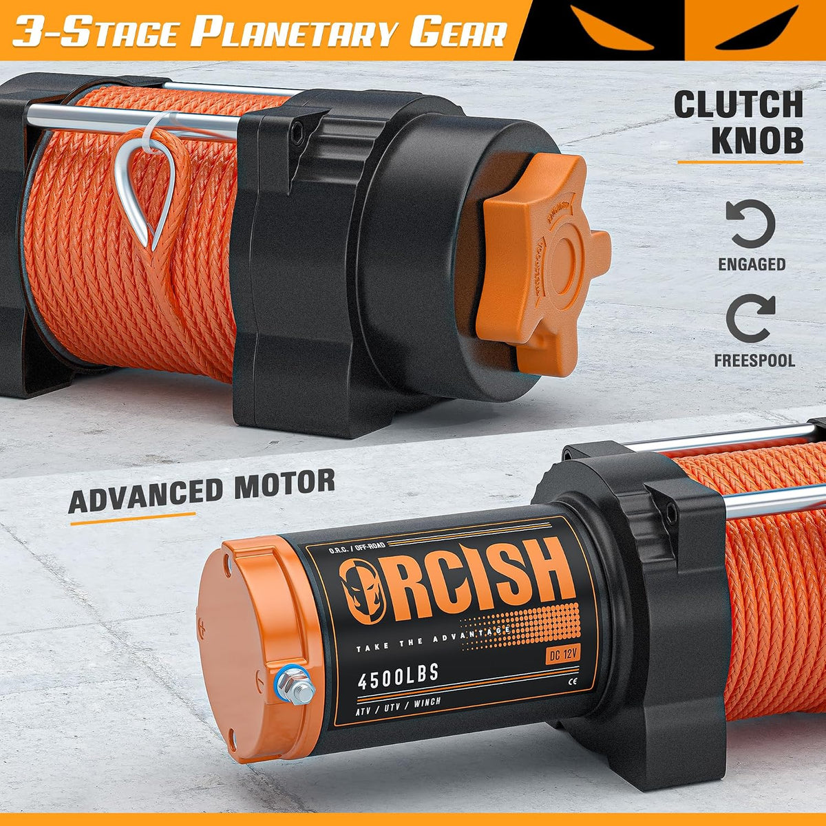 4500 LB 12V Electric Winch, ATV/UTV Winch Kit with Synthetic Rope