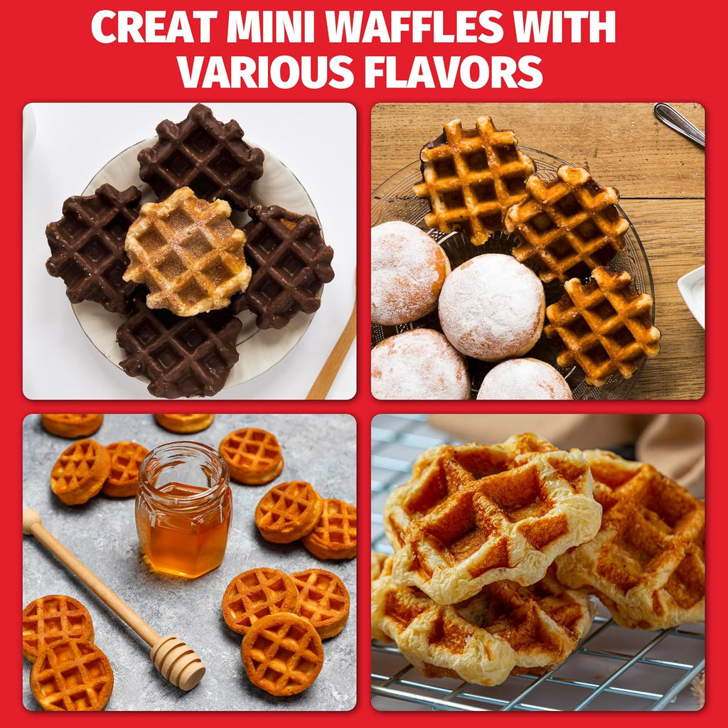 Mini Waffle Maker Machine, Bake 8 x 2'' Tiny Waffle Bites, Tiny Waffle Bites Iron for Kids,Small Waffle Maker