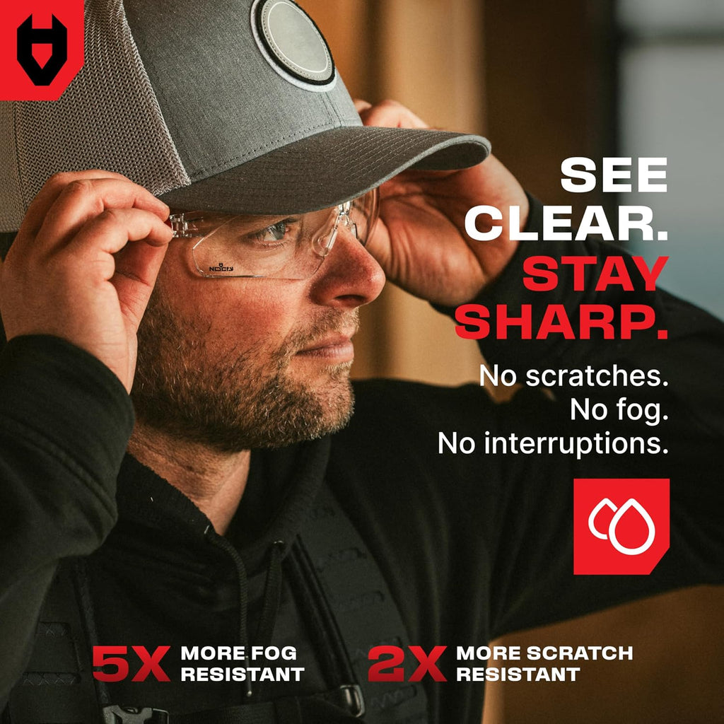 Clear Safety Glasses for Men and Women with Anti-Fog and Scratch Resistant Wrap Around Lenses, Adjustable Temples and