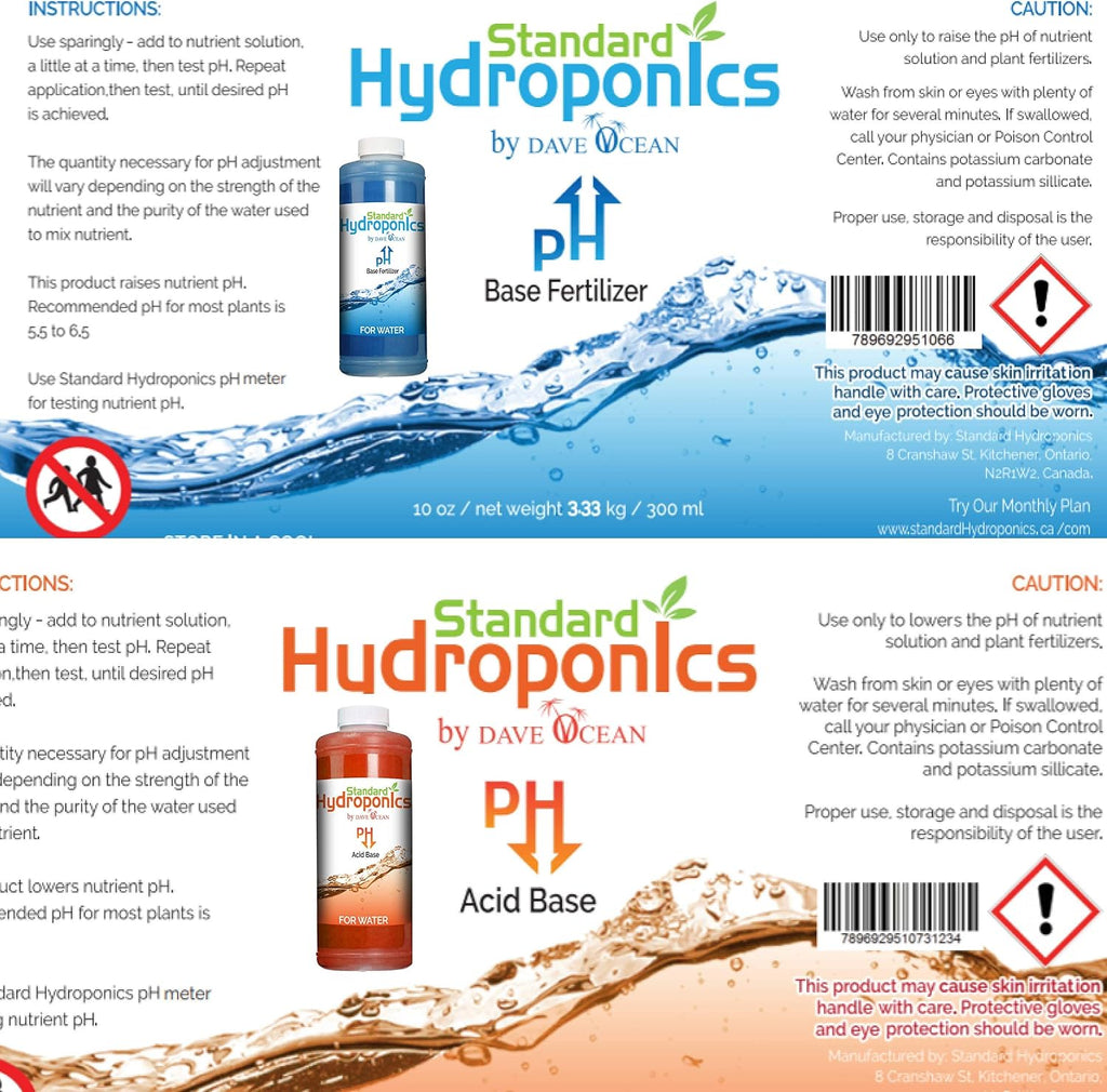 Standard Hydroponics pH Up and Down Kit - 10 Ounce Bottle pH Adjuster for Hydroponic Systems, Coco Coir Even Soil.