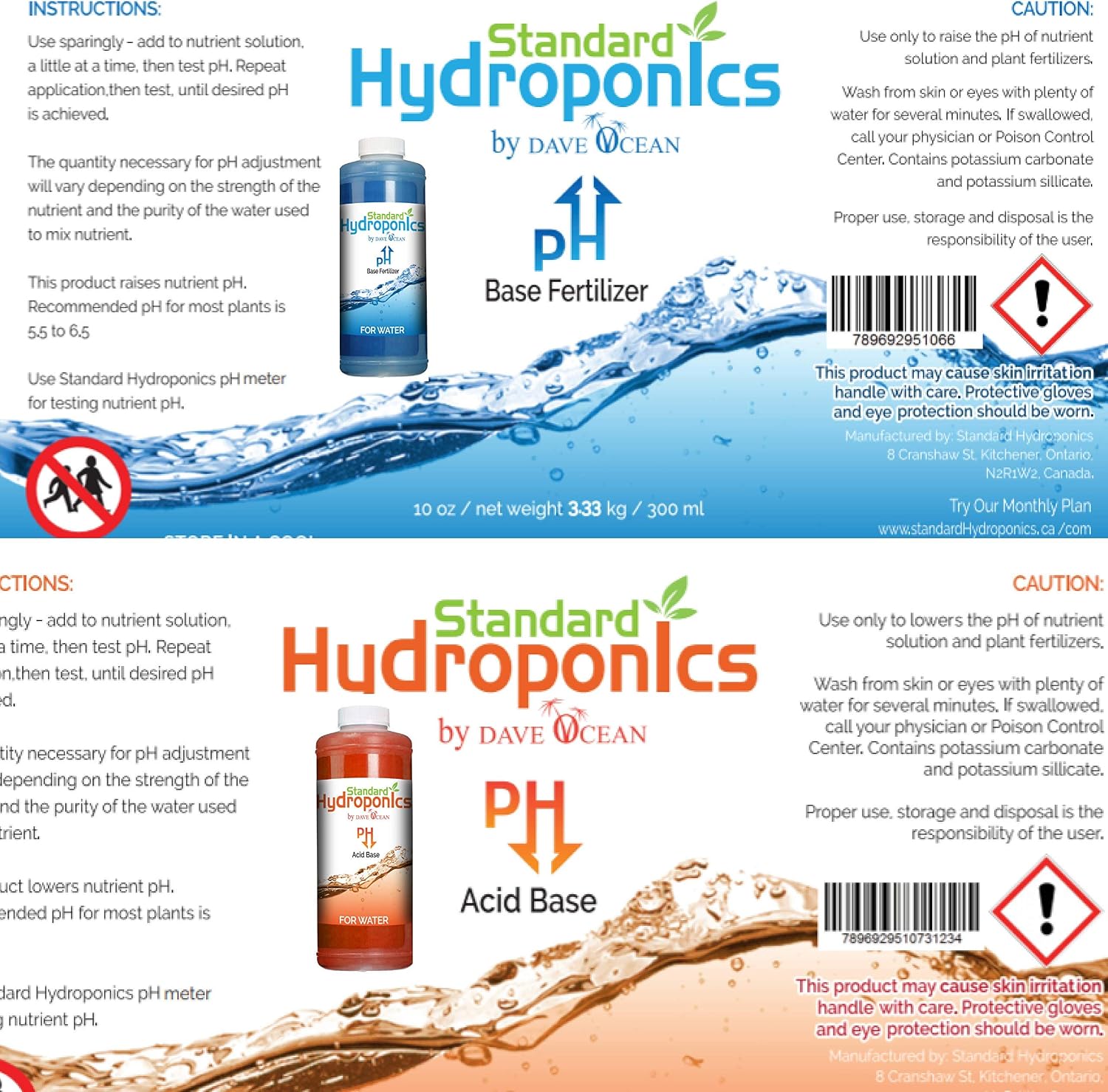 Standard Hydroponics pH Up and Down Kit - 10 Ounce Bottle pH Adjuster for Hydroponic Systems, Coco Coir Even Soil.