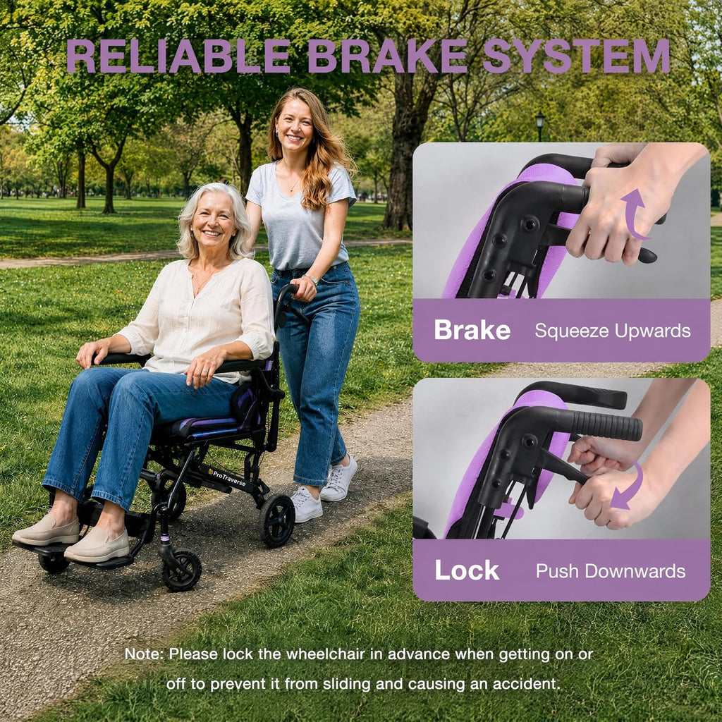 Wheelchairs for Adults –Transport Wheelchair Lightweight Foldable with Telescopic Handle, 18-Inch Seat Width