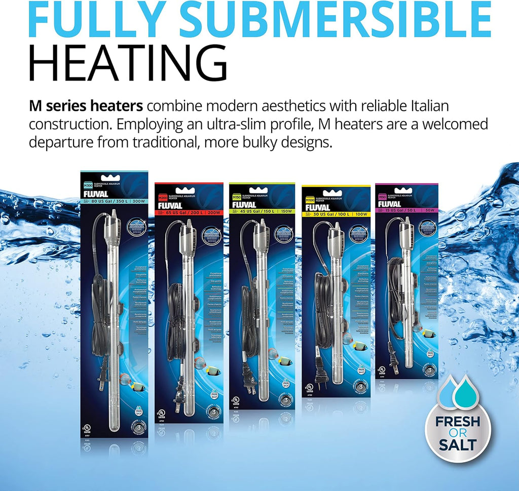 M 50-Watt Submersible Aquarium Heater for Fresh & Saltwater Tanks