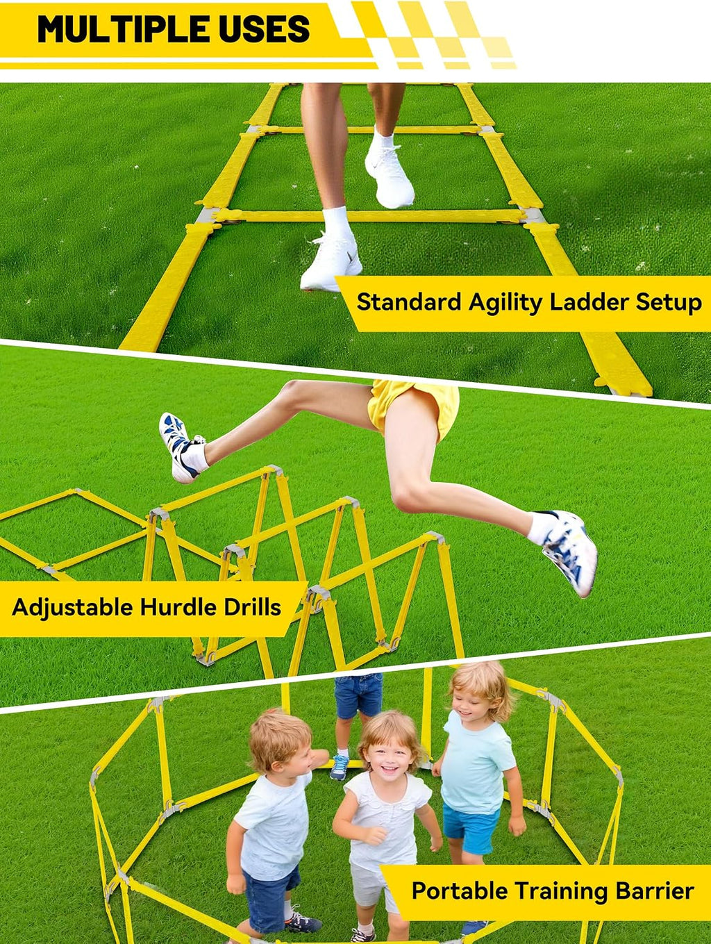 Tangle-Free Agility Ladder for Kids/Athletic – Multi-Use Speed Training Ladder for Footwork