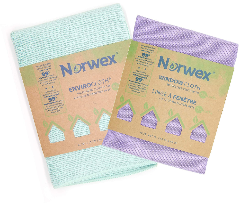 Basic Package - Microfiber - Glass Window Cleaning Cloth and Household Enviro Dusting Cloth Colors May Vary