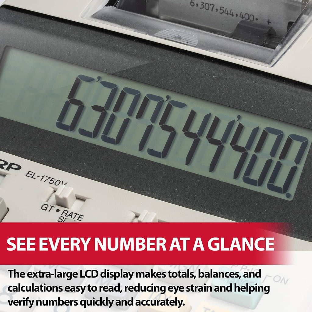 EL-1750V Two-Color Printing Calculator 2 Lines/Sec 3" Black/Red