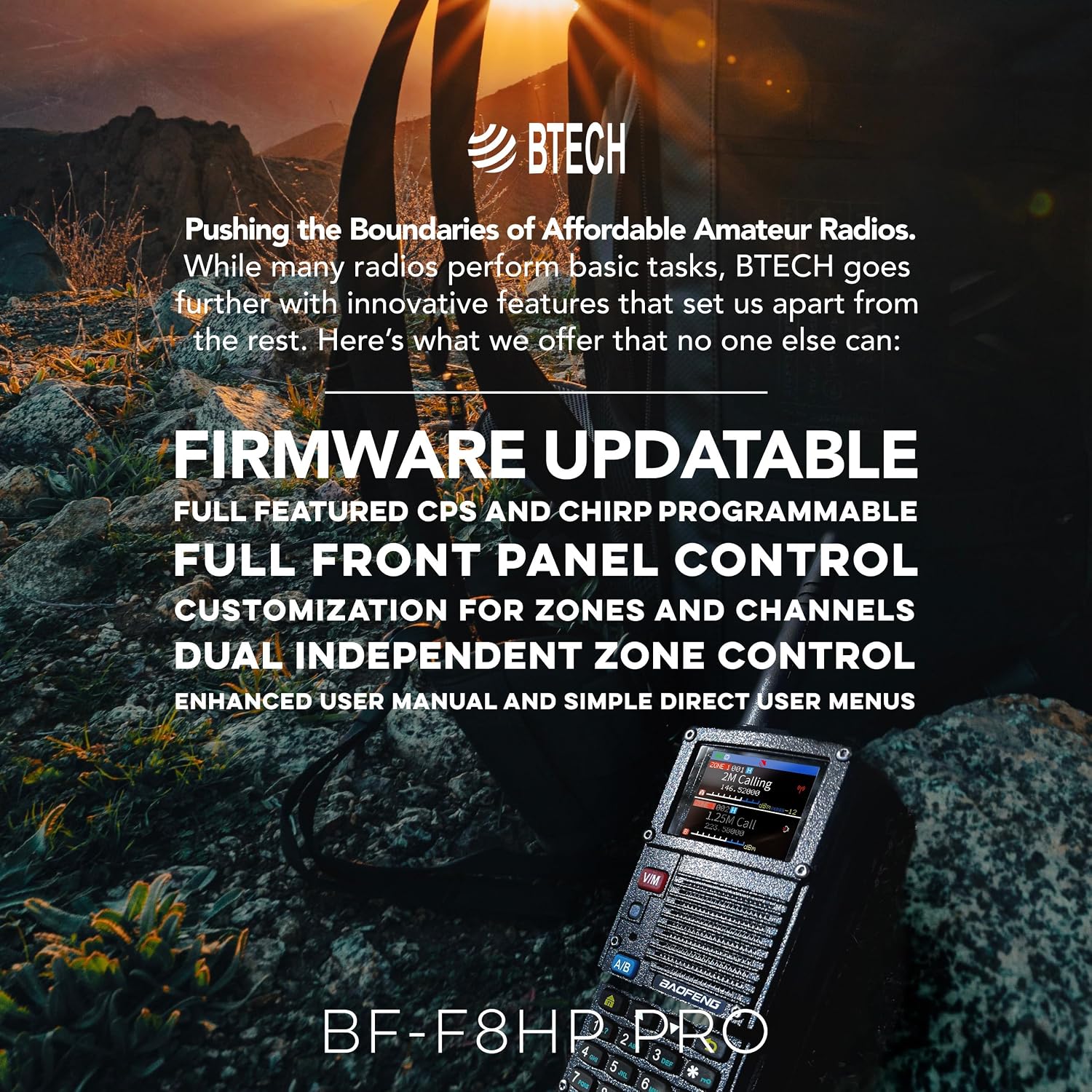 BF-F8HP PRO 10W Tri-Band Ham Radio, UV-5R 7th Gen Upgrade, GPS, 1,000 Channels, Airband/NOAA/FM Receive, IP54, USB-C