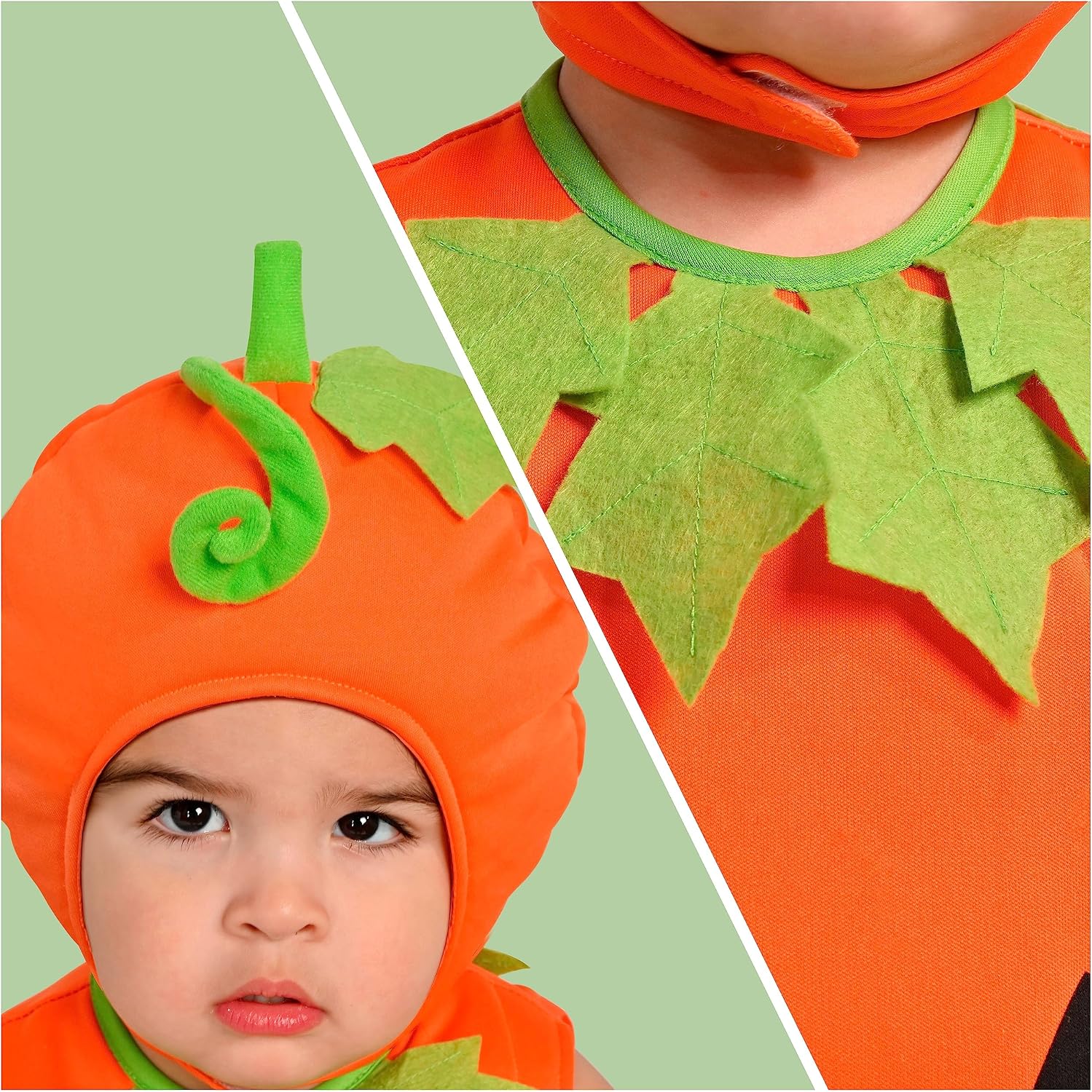 Halloween Baby Pumpkin Costume, Pumpkin Costume Toddler Outfit with Hood for Halloween Dress up party