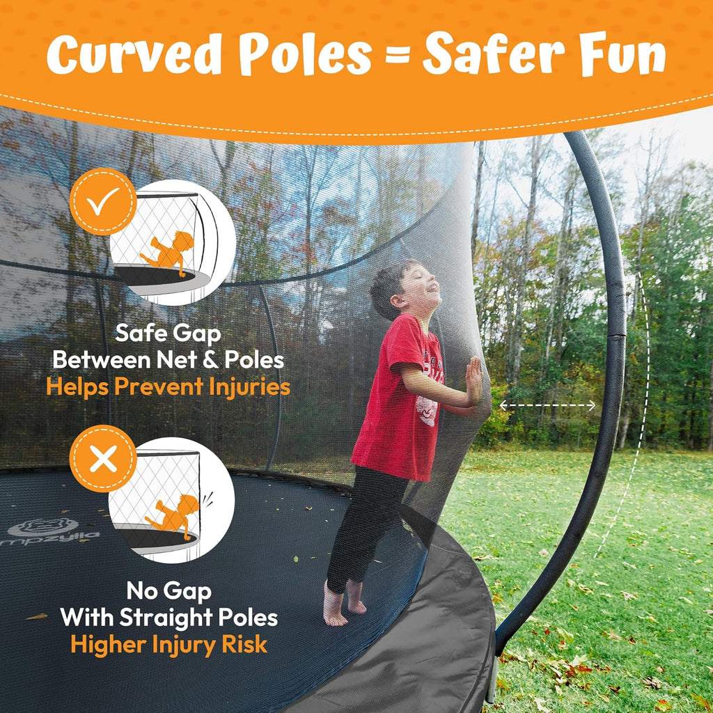 Trampoline Outdoor 8FT 10FT 12FT 14FT 15FT 16FT with Enclosure, Non-Slip Ladder & Anti-Rust Coated Frame, ASTM