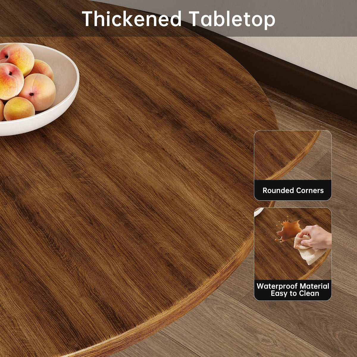 Round Dining Table 31.5" Circle Tulip Table for 4 People,Walnut