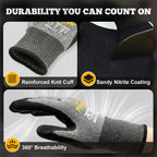 Work Gloves, ANSI A5 Cut Resistant Gloves, Sandy Nitrile Grip