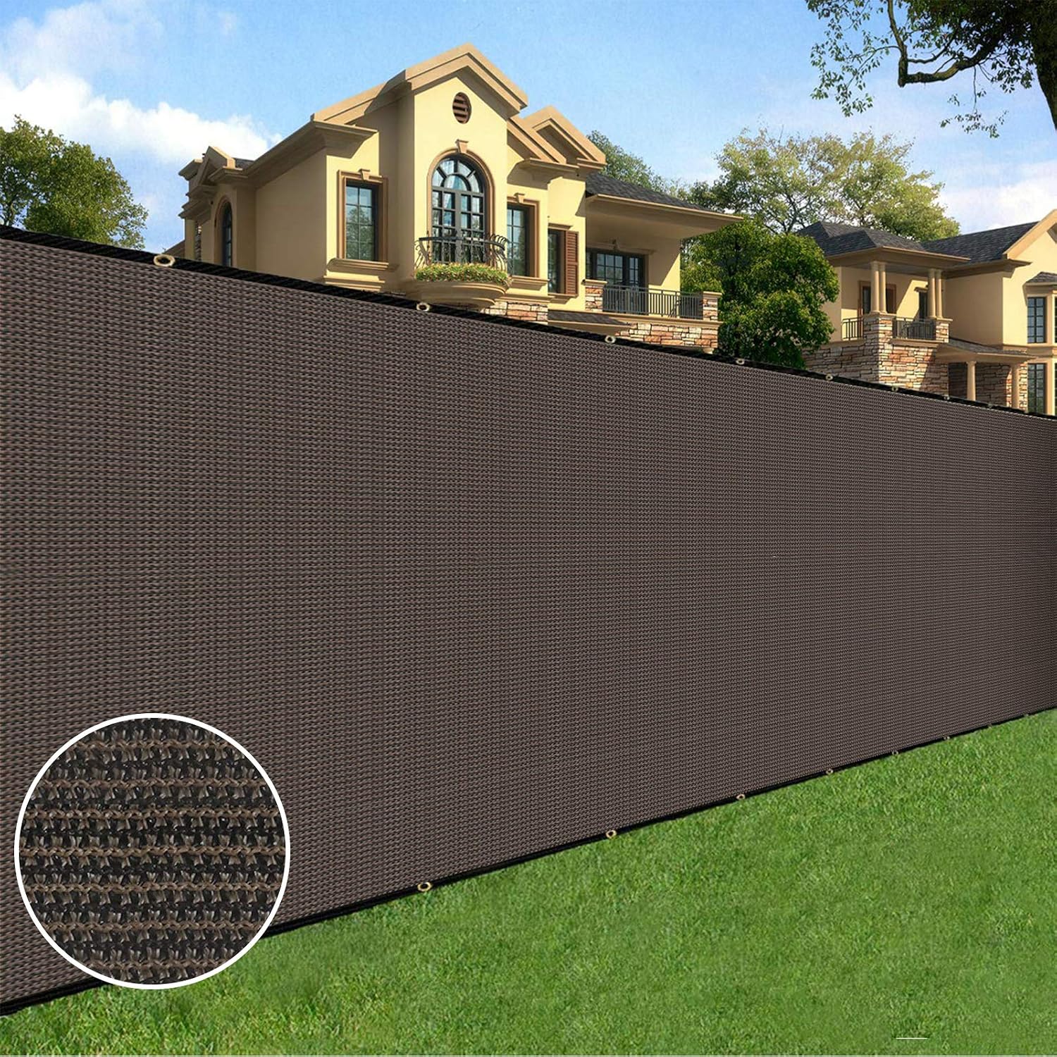 6 ft x 50 ft Privacy Screen Fence Heavy Duty Fence Cover Brown