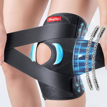 Medical-Grade Knee Brace for Women & Men,[Adjustable V-Straps & Anti-Slip] Knee Support with Side Stabilizers for