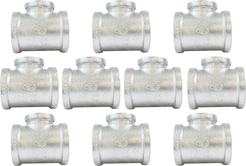CMI Inc Galvanized Pipe Fittings | 1" Tee 10 PACK | Class 150 | For Malleable Iron Threaded Iron Pipe Fittings | NPT Female (1")