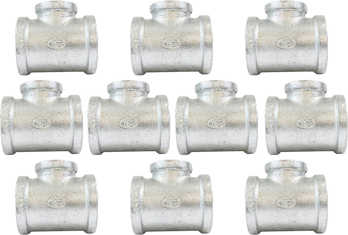 CMI Inc Galvanized Pipe Fittings | 1" Tee 10 PACK | Class 150 | For Malleable Iron Threaded Iron Pipe Fittings | NPT Female (1")