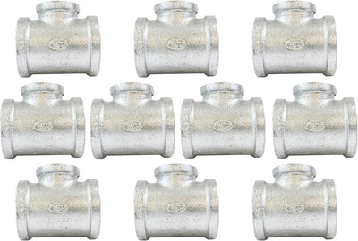 CMI Inc Galvanized Pipe Fittings | 3/4" Tee 10 PACK | Class 150 | For Malleable Iron Threaded Iron Pipe Fittings | NPT Female (3/4")