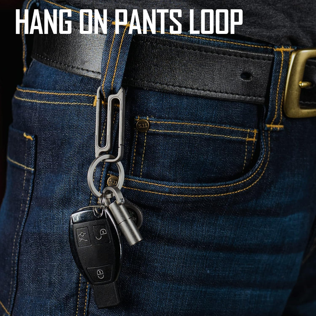 Titanium Key Holder Belt Clip, Double Side Carabiner Keychain For Men