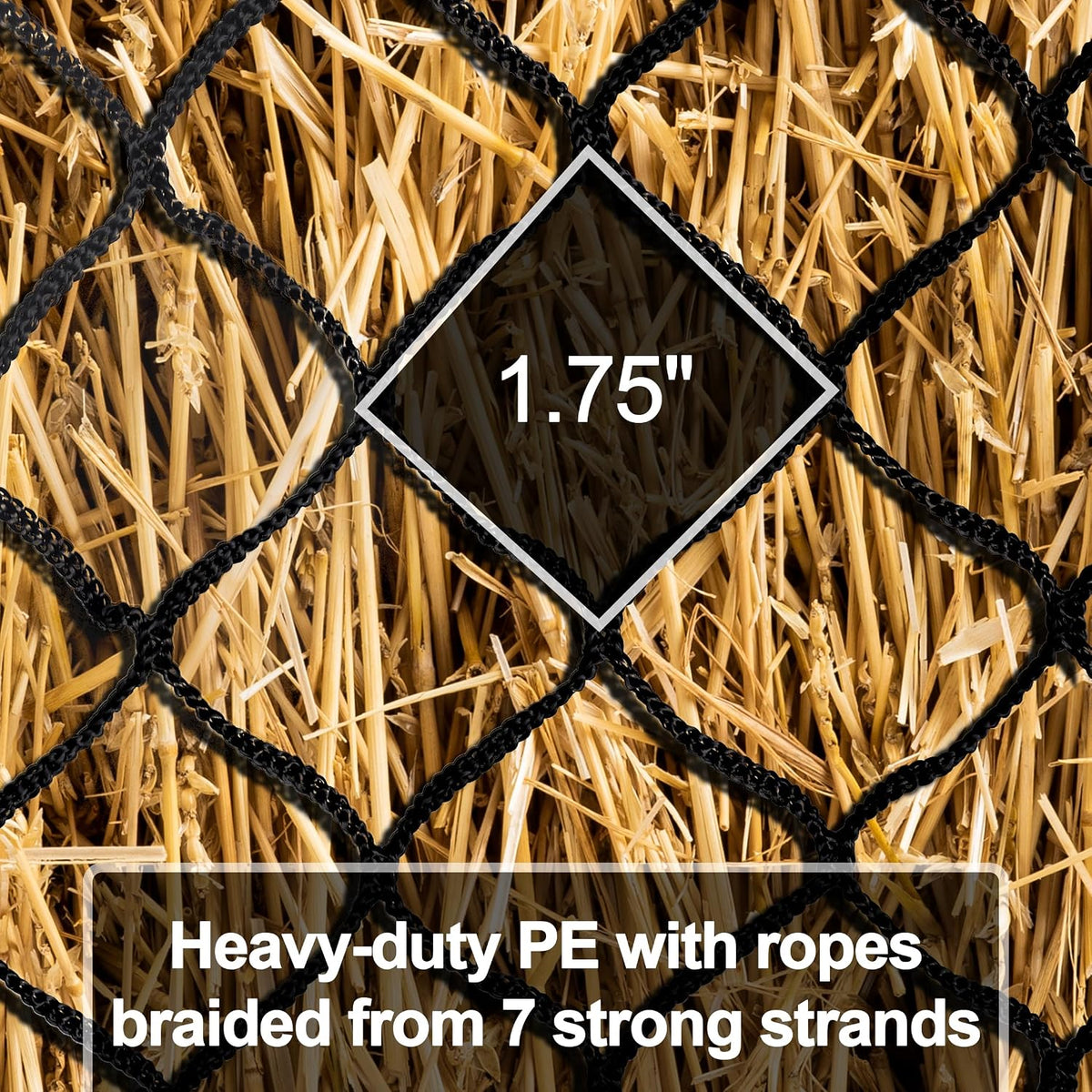 Slow Feed Hay Net,Square Bales Hay Net for Horses,HDPE Ropes,47x25x17"