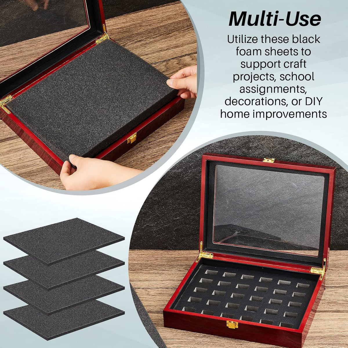 4 Pcs 16" x 12" x 0.5" Polyurethane Foam Sheet for Case Toolbox