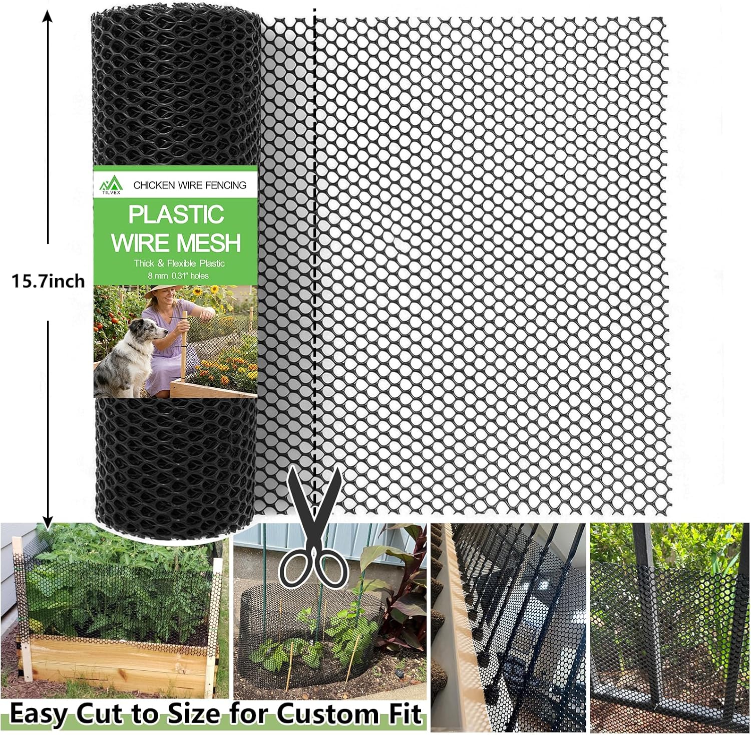 15.7" x10' Plastic Mesh Fence Roll,Heavy Duty Chicken Wire