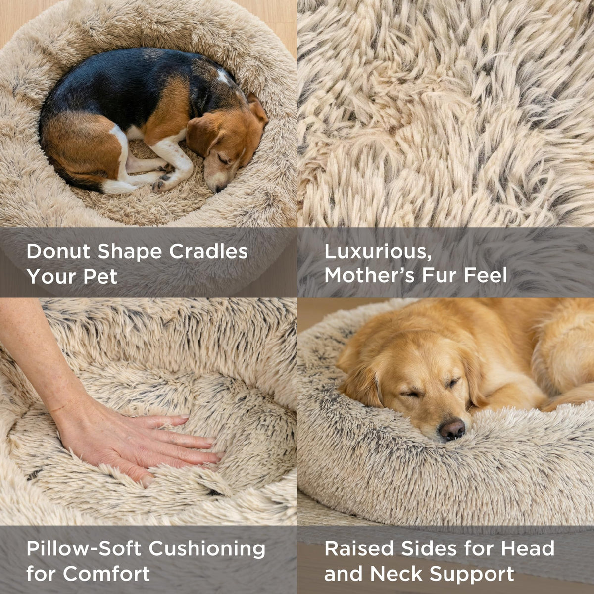 Original Calming Donut Dog Bed, Gray, Small, 23"