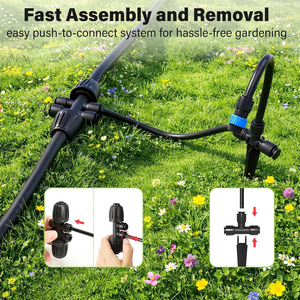 2026-Upgrade 360° Adjustable Drip Irrigation System Kit, 200FT Bendable Watering Misting System with 3 Spray Nozzle