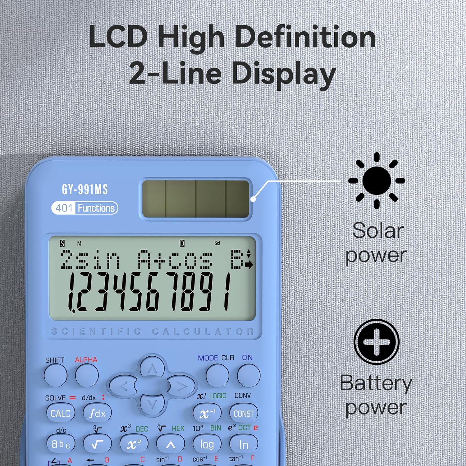 Scientific Calculator School Supplies, ROATEE 991MS 401 Functions 2-Line Display Desktop Calculator with Sliding