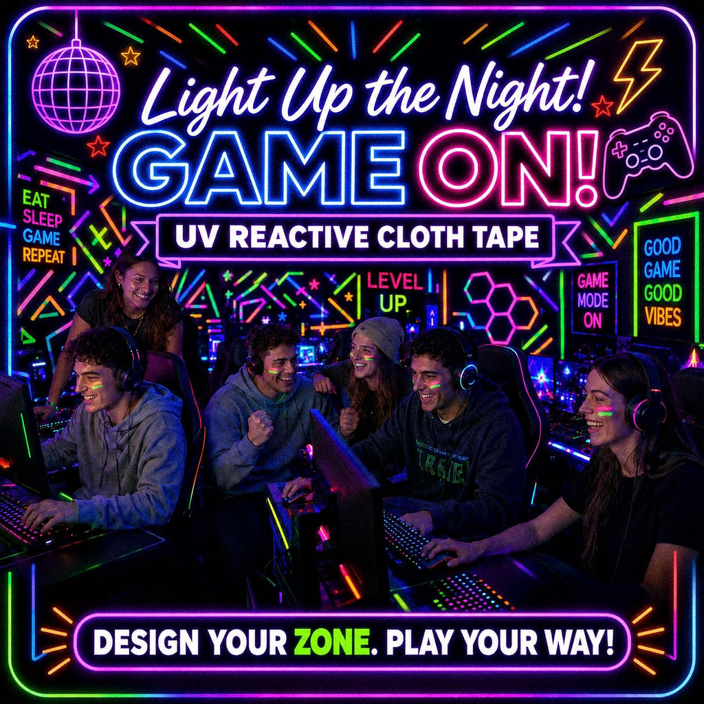 6-Pack Neon Gaffer Tape - 0.6 or 1 inch UV Blacklight Reactive Glow in The Dark Tape, Best for Parties, Dance Floors