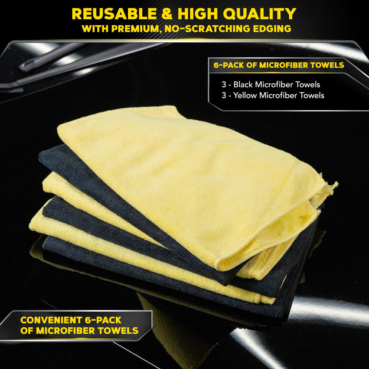 Supreme Shine Microfiber Towels, 6 Pack