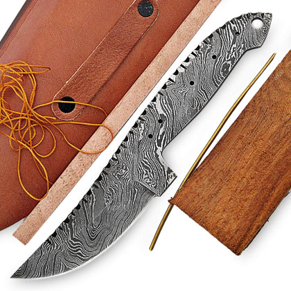 ColdLand |8.25" Hand Forged Damascus Steel Blank Blade Knife Kit for Knife Making Supplies with Micarta Handle