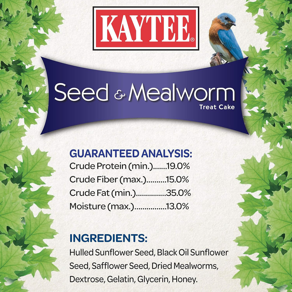 Wild Bird Seed & Mealworm Seed Cake Food For Bluebirds, Chickadees, Woodpeckers and More, 1.4 Pound