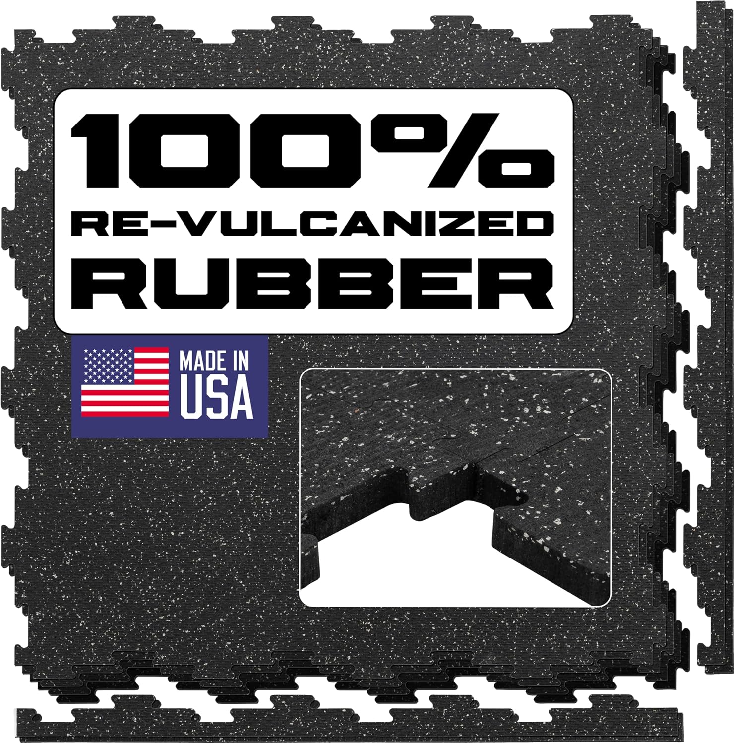 Interlocking Rubber Floor Tiles – Heavy Duty 100% Rubber Gym Flooring for Home Gym, Garage, Workout Room, Equipment