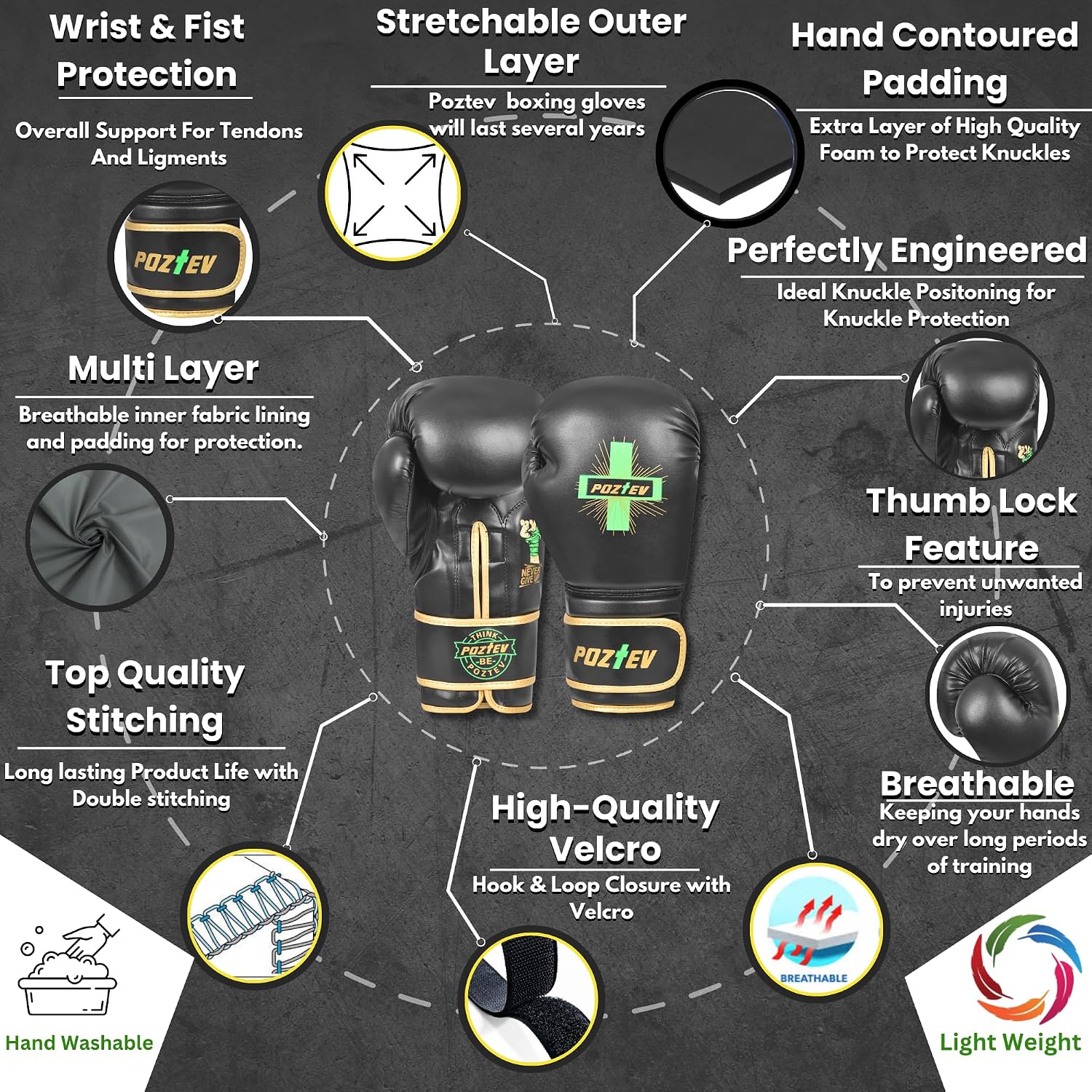 Boxing Gloves for Men & Women Professional Workout Gloves for Sparring, Heavy Bag Training - Muay Thai Focus Mitts